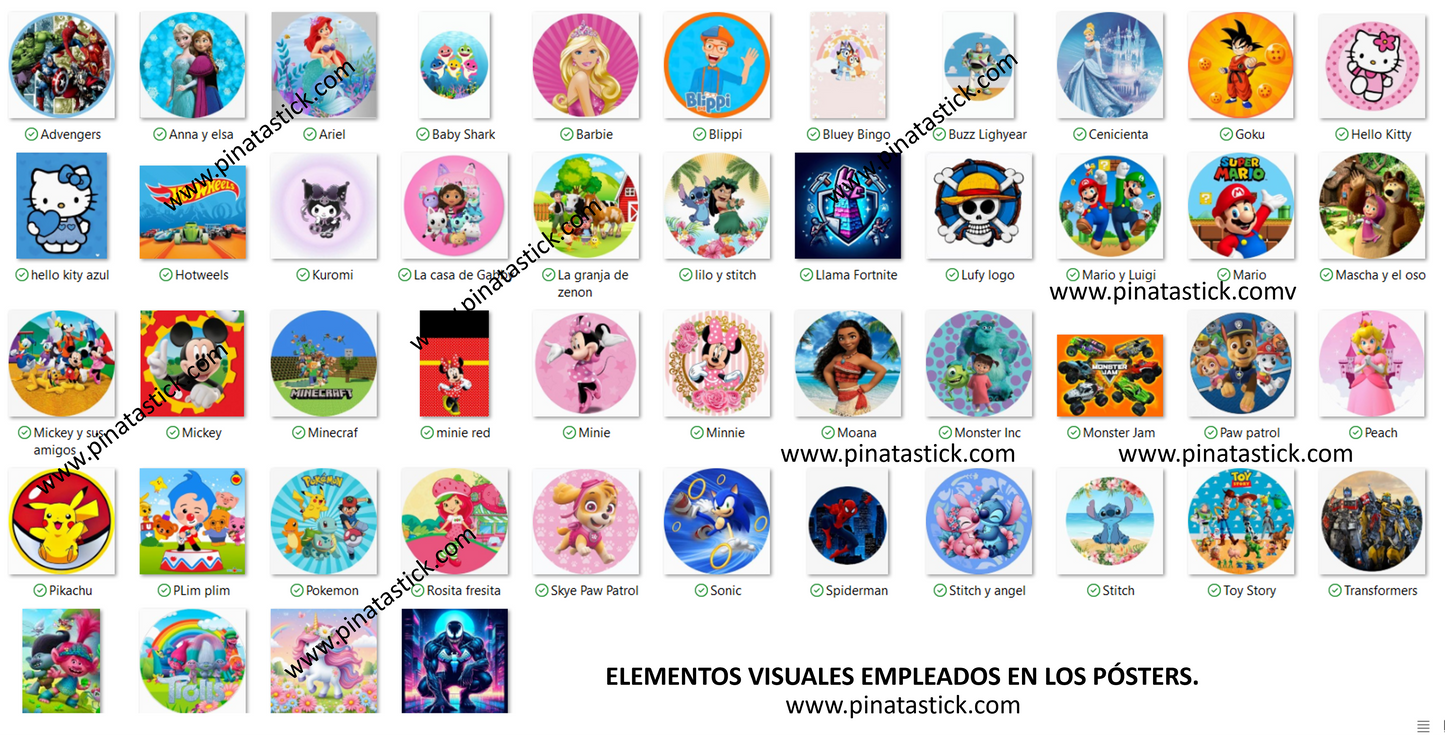 50 Poster Piñatas Redondas | 50 Round Poster Piñatas