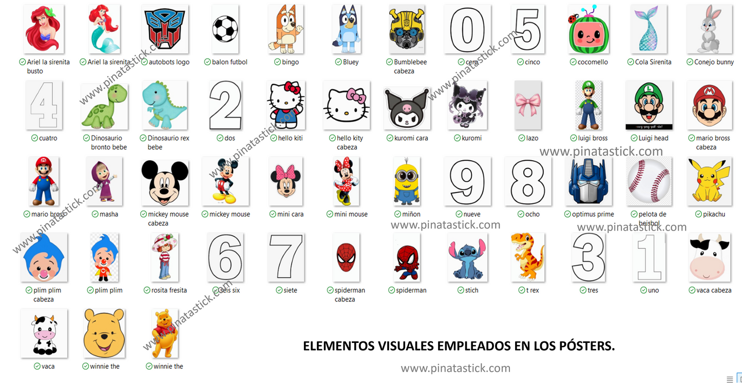 Paquete de 50 Moldes para Piñatas | 50 Piñata Templates Bundle