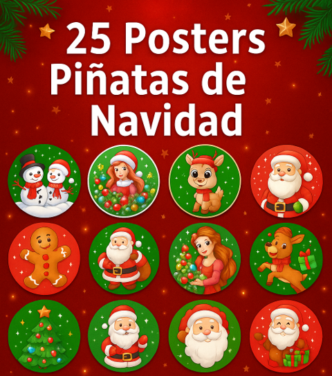 25 Posters Piñatas de Navidad | 25 Christmas Poster Piñatas